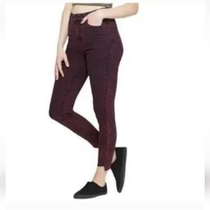 Wild Fable Jeans High Rise Skinny Ankle Raw Hem Acid Wash Burgundy Women Size 8
